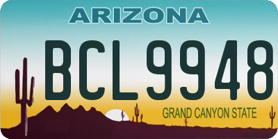 AZ license plate BCL9948