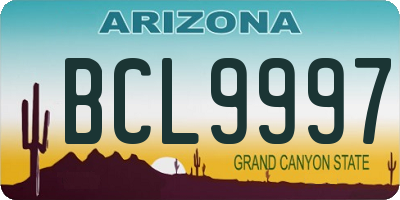 AZ license plate BCL9997