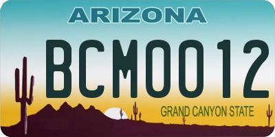 AZ license plate BCM0012