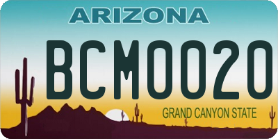 AZ license plate BCM0020