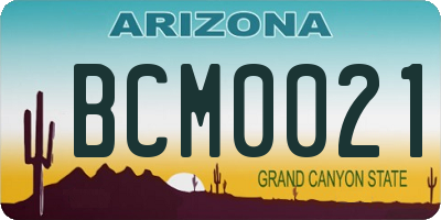 AZ license plate BCM0021