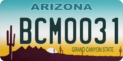 AZ license plate BCM0031