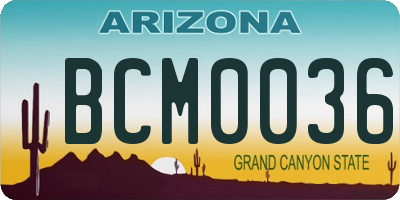 AZ license plate BCM0036