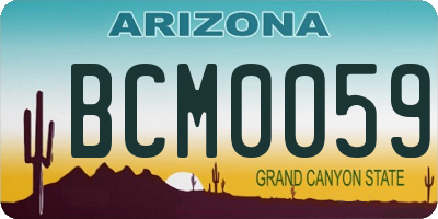 AZ license plate BCM0059