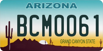 AZ license plate BCM0061