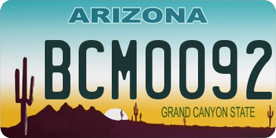 AZ license plate BCM0092