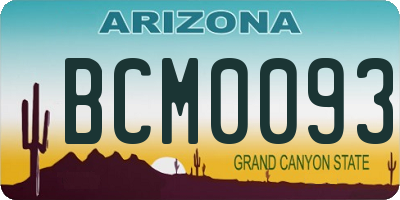 AZ license plate BCM0093