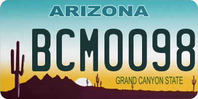 AZ license plate BCM0098