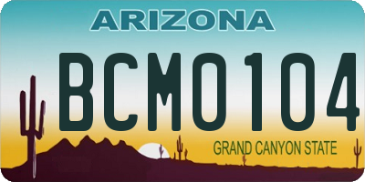 AZ license plate BCM0104