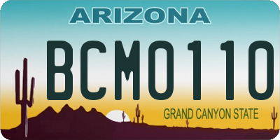 AZ license plate BCM0110