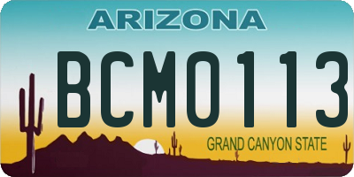 AZ license plate BCM0113