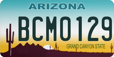 AZ license plate BCM0129