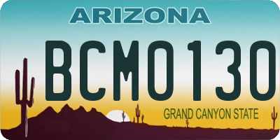 AZ license plate BCM0130