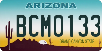 AZ license plate BCM0133