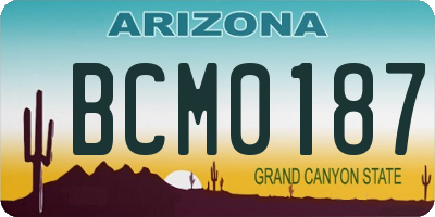 AZ license plate BCM0187