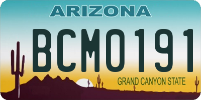 AZ license plate BCM0191