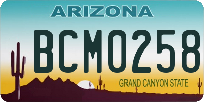 AZ license plate BCM0258