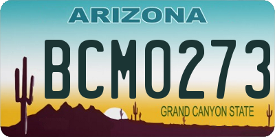 AZ license plate BCM0273