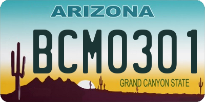 AZ license plate BCM0301