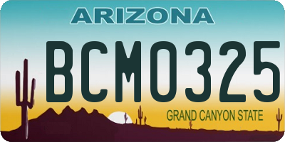 AZ license plate BCM0325