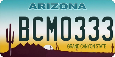 AZ license plate BCM0333