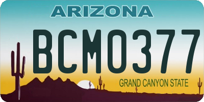 AZ license plate BCM0377