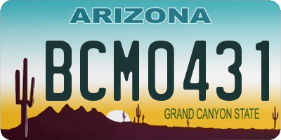 AZ license plate BCM0431