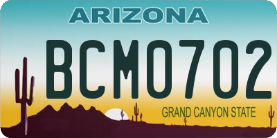 AZ license plate BCM0702