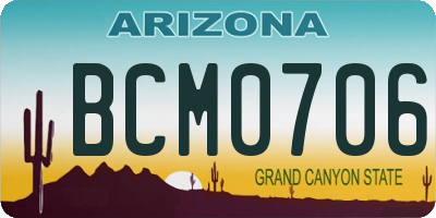 AZ license plate BCM0706