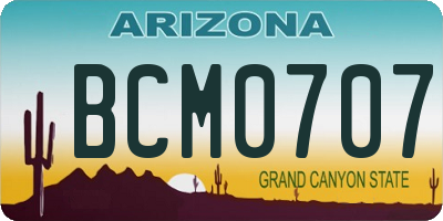 AZ license plate BCM0707