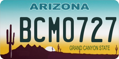 AZ license plate BCM0727