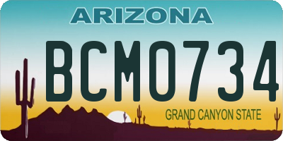 AZ license plate BCM0734