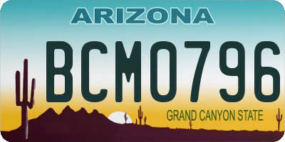 AZ license plate BCM0796