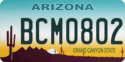 AZ license plate BCM0802