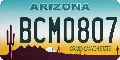 AZ license plate BCM0807