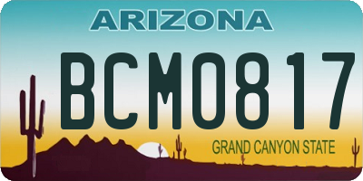 AZ license plate BCM0817