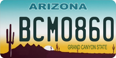 AZ license plate BCM0860