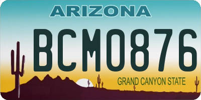 AZ license plate BCM0876