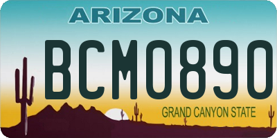 AZ license plate BCM0890