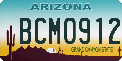 AZ license plate BCM0912