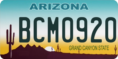 AZ license plate BCM0920