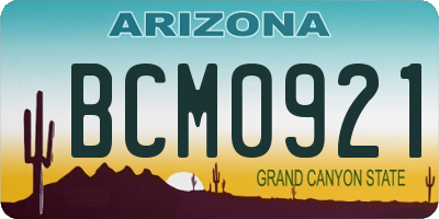 AZ license plate BCM0921