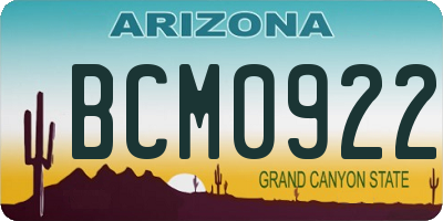 AZ license plate BCM0922