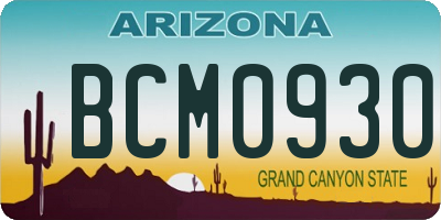 AZ license plate BCM0930