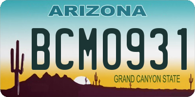 AZ license plate BCM0931