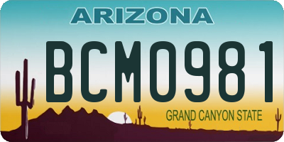 AZ license plate BCM0981