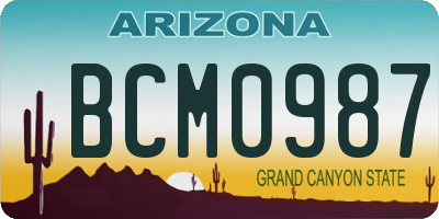 AZ license plate BCM0987