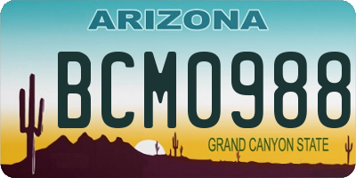 AZ license plate BCM0988