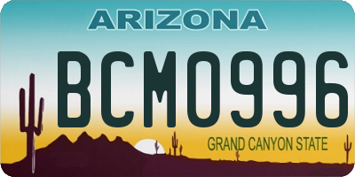 AZ license plate BCM0996