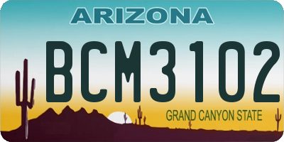 AZ license plate BCM3102